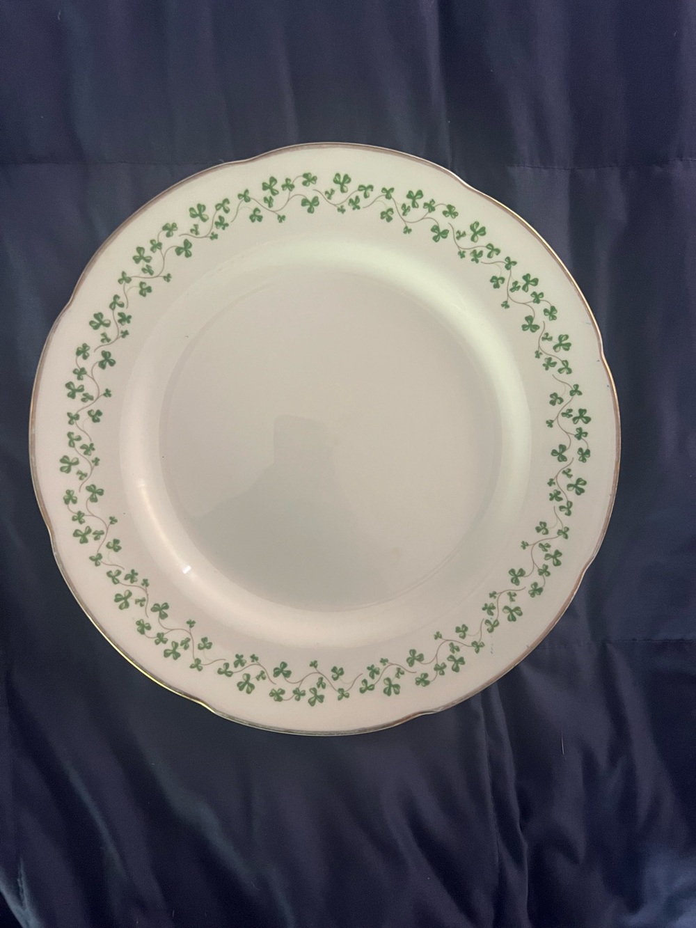 Royal Tara Trellis Shamrock Classic White scalloped salad plate. 8”